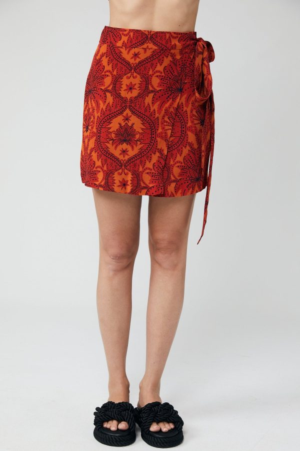 Aether Mini Wrap Skirt - Damask Floral